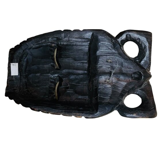 Hand-Carved African Tribal Mask Wall Art - Unique Cultural Decor 12" x 7 1/2" Da - Picture 4 of 4